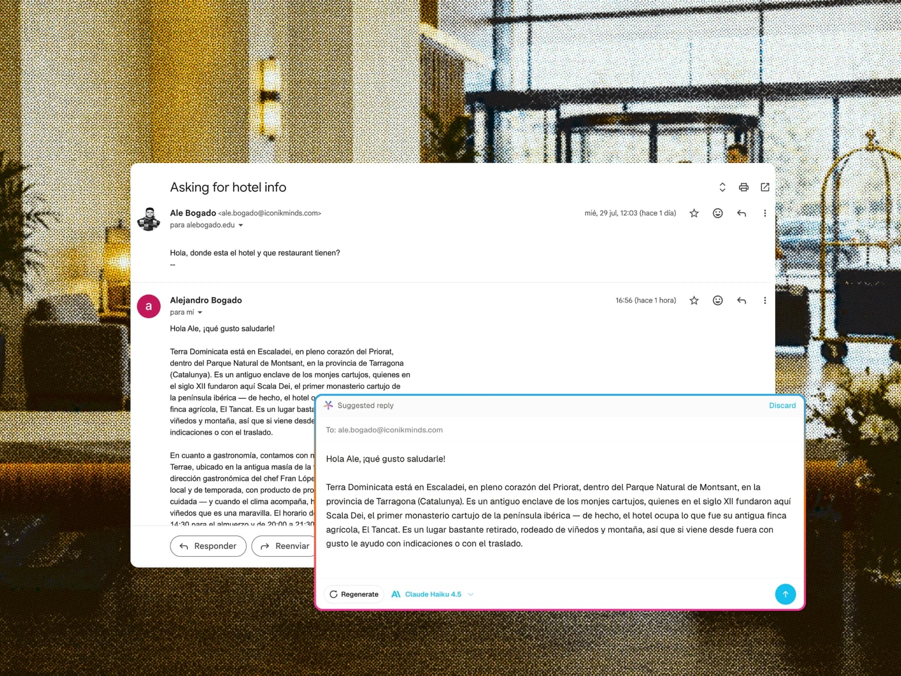 Suggested reply draft with operator review before send