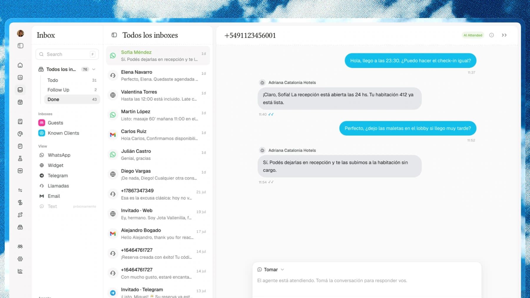 Iconik inbox with Todo, Follow Up, and Done organizing conversations across channels
